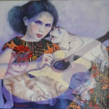 Original Cats Paintings by Mireille Rolland