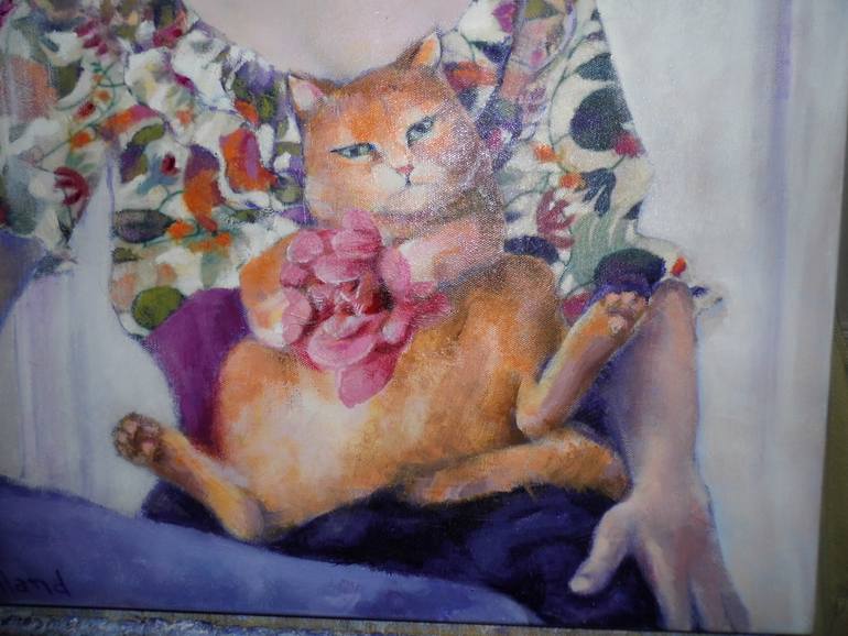 Original Art Deco Cats Painting by Mireille Rolland