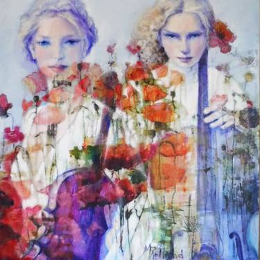 Original Figurative Floral Paintings by Mireille Rolland