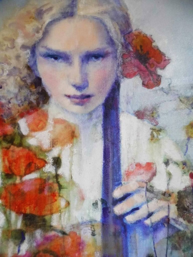 Original Figurative Floral Painting by Mireille Rolland