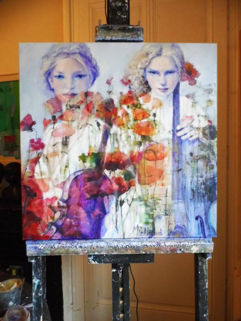 Original Figurative Floral Painting by Mireille Rolland