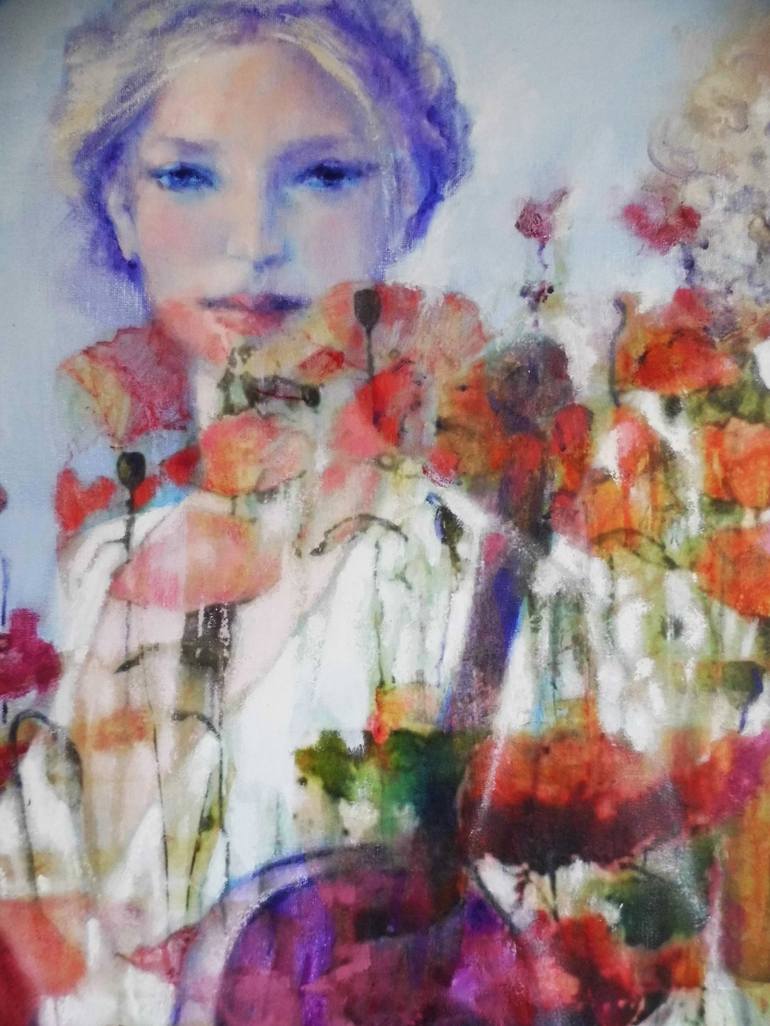 Original Figurative Floral Painting by Mireille Rolland