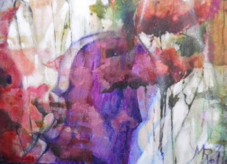 Original Figurative Floral Painting by Mireille Rolland