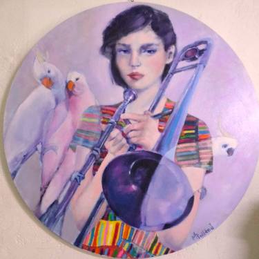 Original Figurative Music Painting by Mireille Rolland