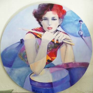 Original Art Deco Music Paintings by Mireille Rolland