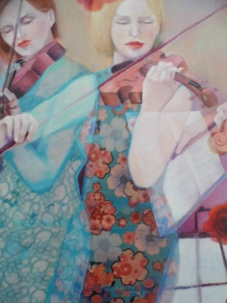 Original Art Deco Music Painting by Mireille Rolland