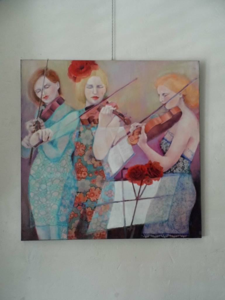 Original Art Deco Music Painting by Mireille Rolland