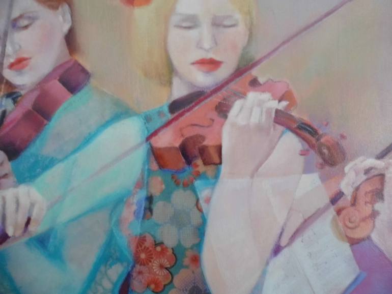 Original Art Deco Music Painting by Mireille Rolland