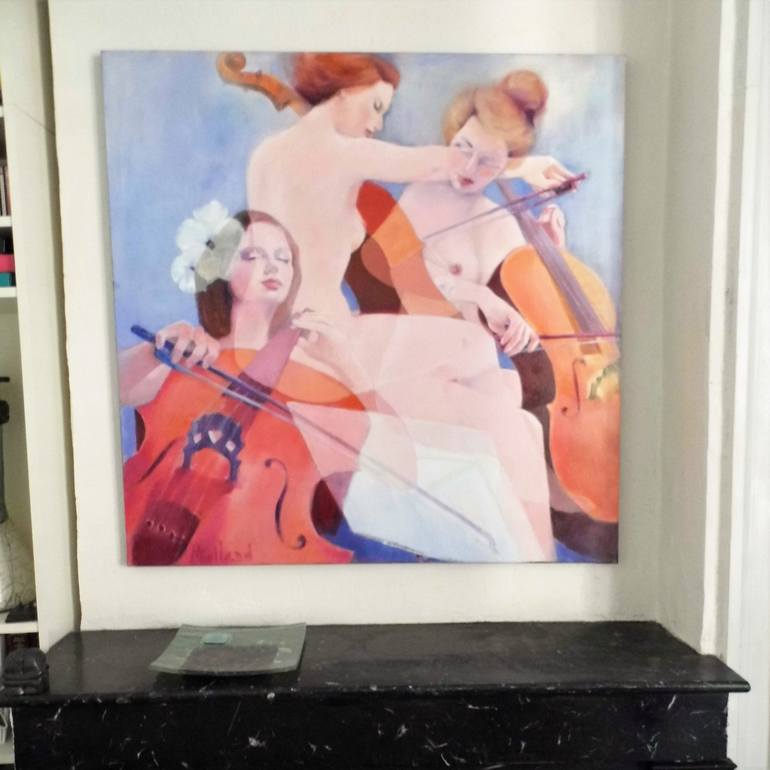 Original Fine Art Nude Painting by Mireille Rolland