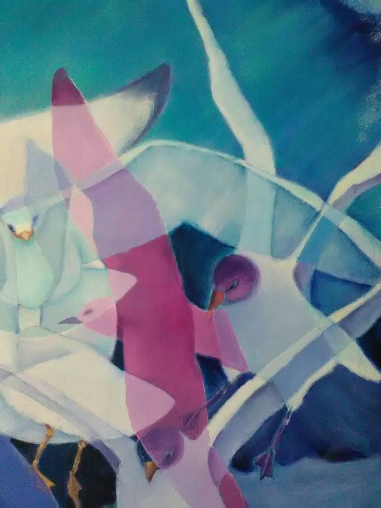 Original Art Deco Seascape Painting by Mireille Rolland