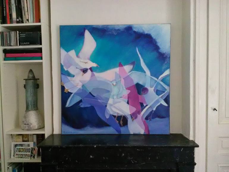 Original Art Deco Seascape Painting by Mireille Rolland