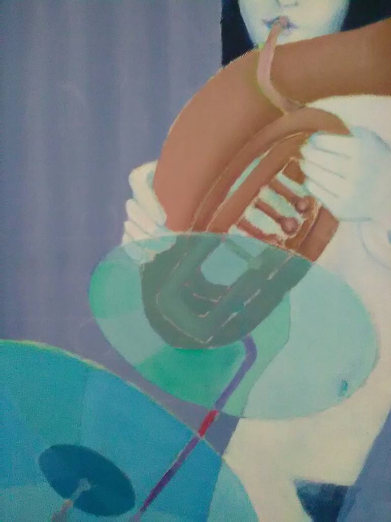 Original Art Deco Music Painting by Mireille Rolland