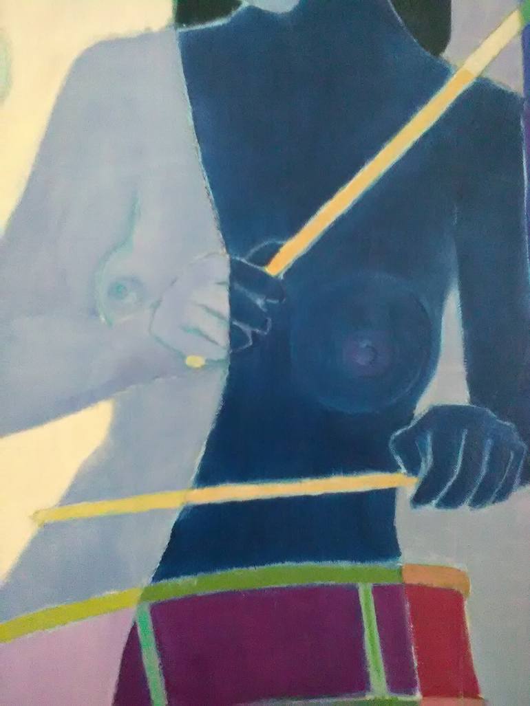 Original Art Deco Music Painting by Mireille Rolland