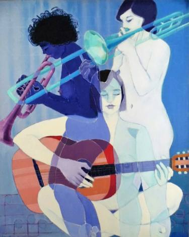 Original Figurative Music Paintings by Mireille Rolland
