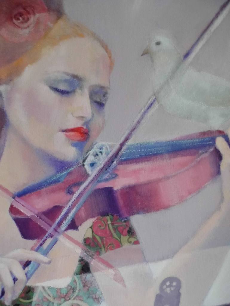 Original Figurative Music Painting by Mireille Rolland