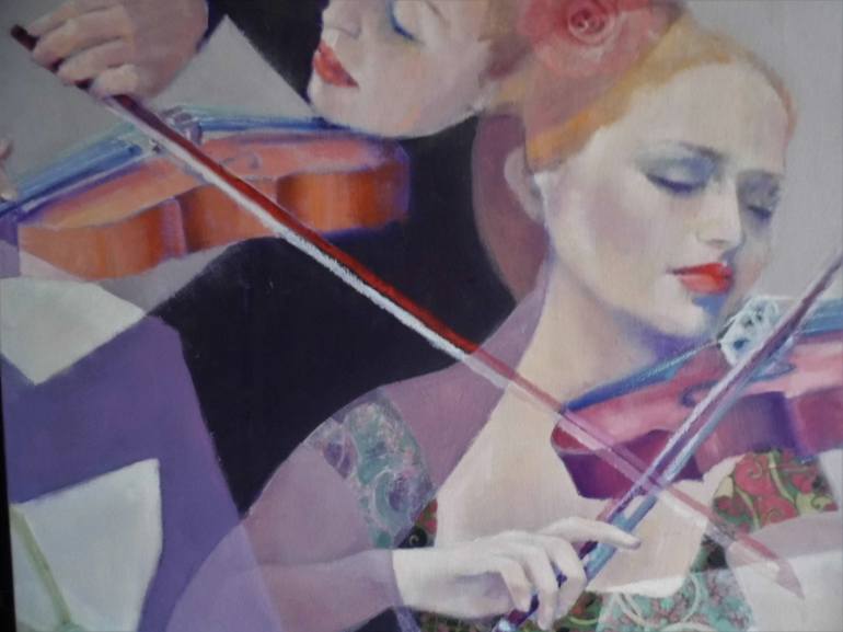 Original Figurative Music Painting by Mireille Rolland