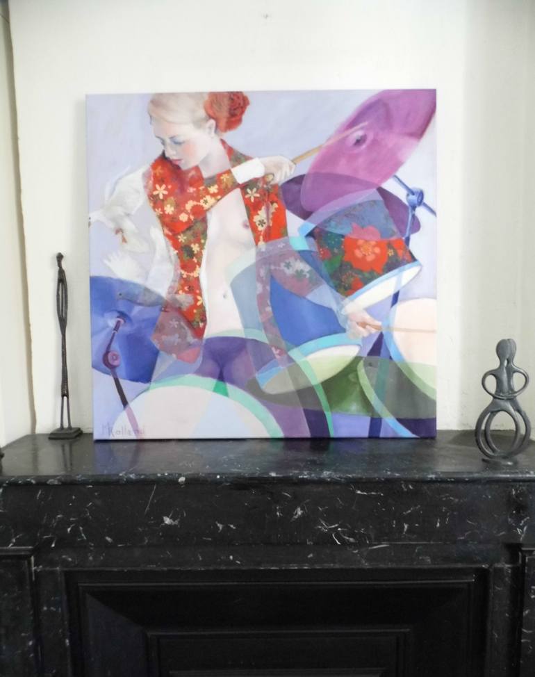 Original Art Deco Music Painting by Mireille Rolland