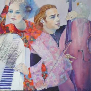 Print of Art Deco Music Paintings by Mireille Rolland
