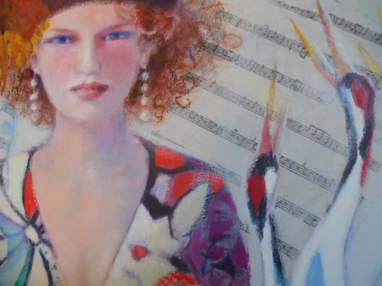 Original Art Deco Music Painting by Mireille Rolland
