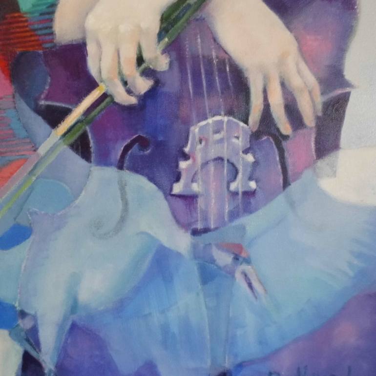 Original Figurative Music Painting by Mireille Rolland