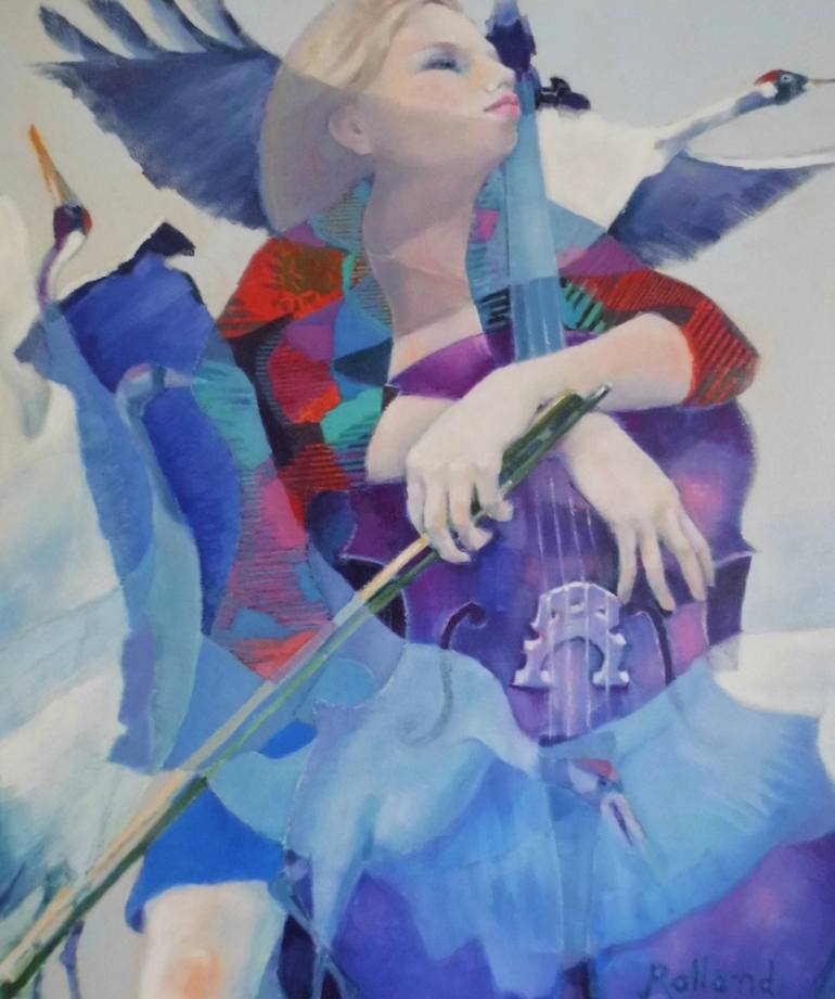 Original Figurative Music Painting by Mireille Rolland