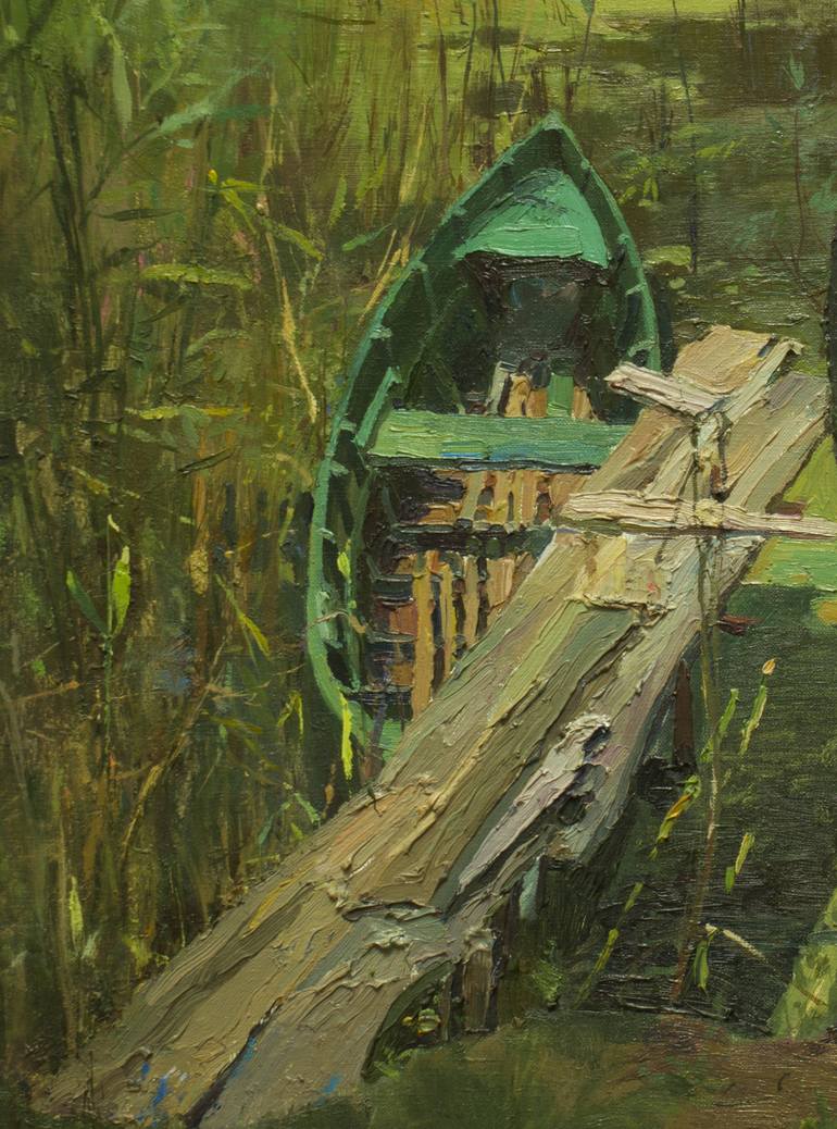 Original Fine Art Boat Painting by Sergey Kostov