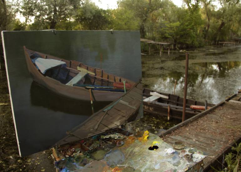 Original Boat Painting by Sergey Kostov