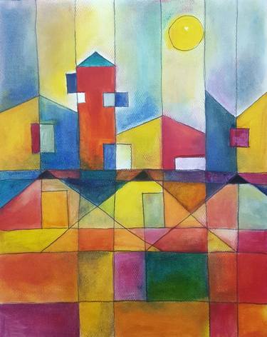 Original Expressionism Architecture Paintings by Thia Path