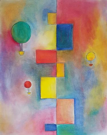 Original Abstract Expressionism Geometric Paintings by Thia Path