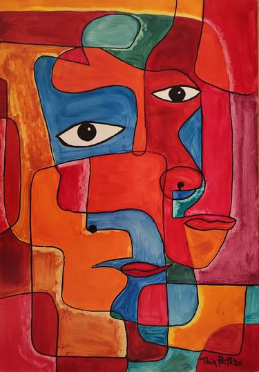 Print of Cubism Portrait Paintings by Thia Path