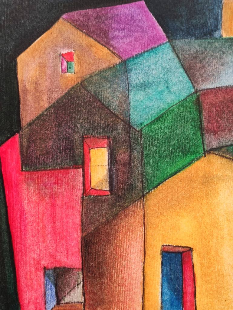 Original Figurative Architecture Painting by Thia Path