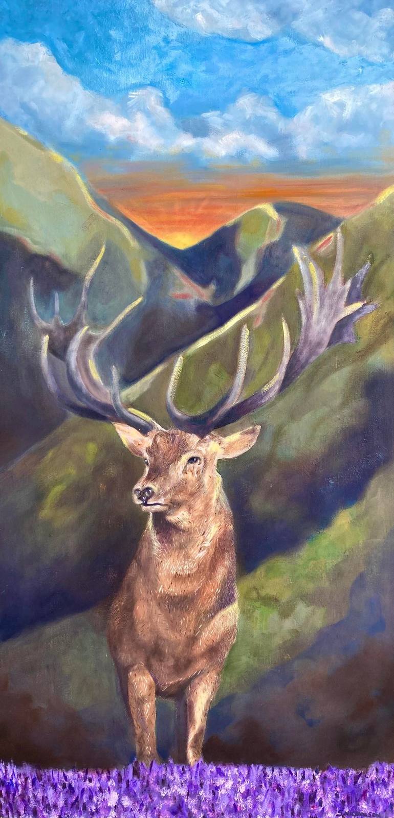 Red Deer Stag Highlands Scotland Scottish Hills Canvas Pictures Wall Art Prints 