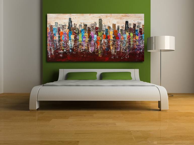 Original Abstract Cities Painting by Paul Juszkiewicz