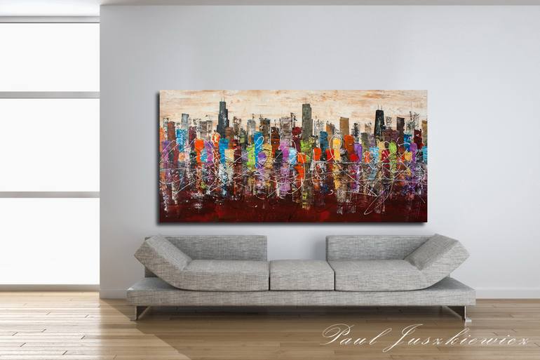 Original Abstract Cities Painting by Paul Juszkiewicz