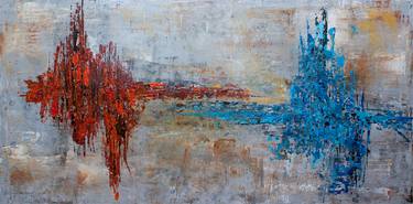 Modern Contemporary Abstract "The Spark" 60"x 30" by Paul Juszkiewicz Painting by Paul Juszkiewicz thumb
