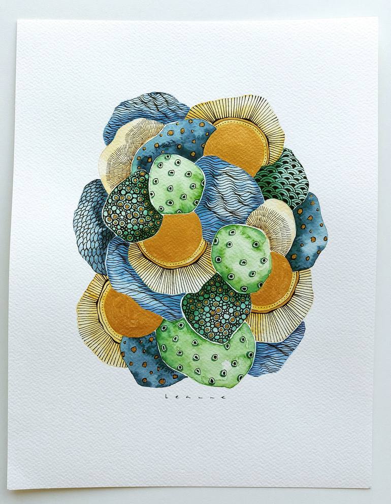 Original Abstract Patterns Mixed Media by Leanne Buskermolen
