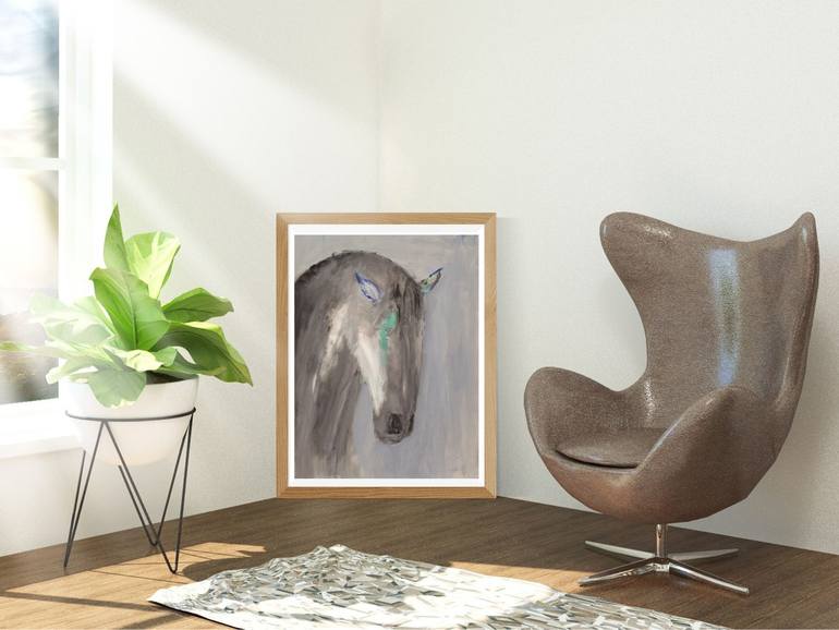 Original Abstract Horse Painting by S H Khan