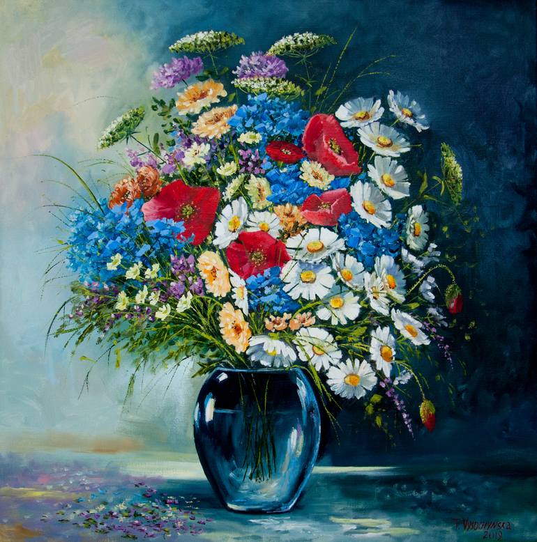 simple still life paintings of flowers