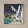 White bunny. Small oil painting on canvas. Miniature painting. Year 2019.
Oil.
Canvas.
6" x 6" x 0,6" /15 x 15 cm/.