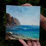 Small artwork. Ocean. Oil painting. Original. Painting on canvas.

Oil.
Canvas on cardboard.
6" x 6" x 0,15" /15 x 15cm./