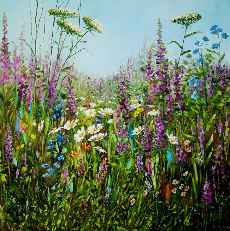 Field Of Flowers Painting — free download
