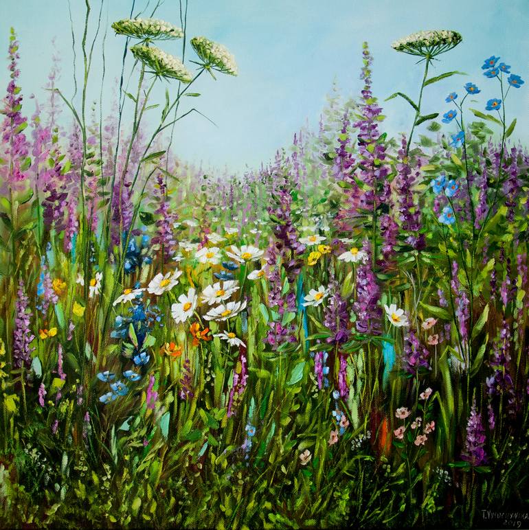 oil painting flower field