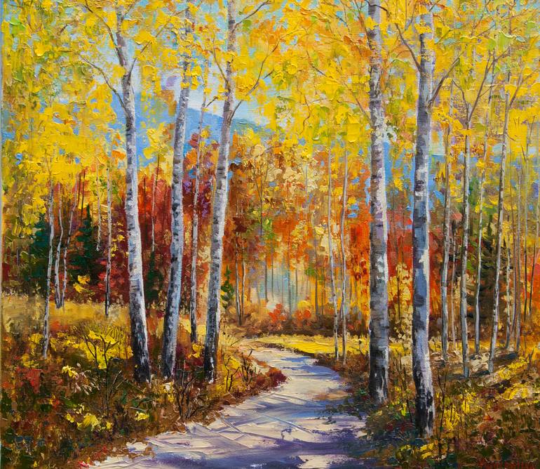 Autumn forest. Fall landscape. Oil painting. Painting by Tetyana