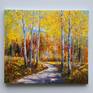 Autumn forest. Oil painting. Fall landscape. Sunny day. Path in forest. Colorful October.Original painting. Painting on canvas.

Oil.
Stretched canvas.
14 x 16 x 0,7in.
Year 2020.