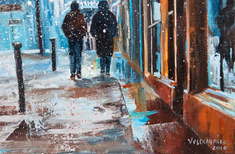 Original Figurative Cities Painting by Tetyana Vysochynska