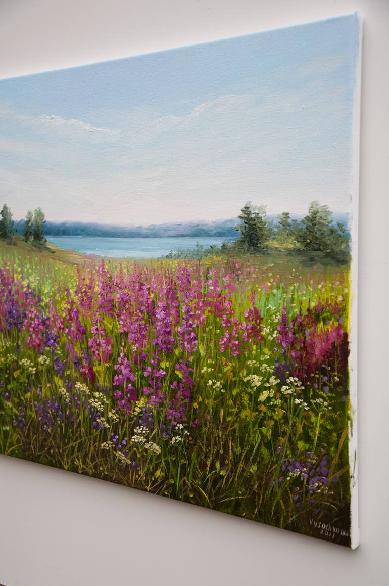 Flower meadows. Oil painting. Original Art. Painting by Tetyana