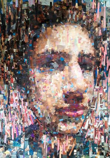 Original Expressionism Portrait Collage by Jessica Russo Scherr