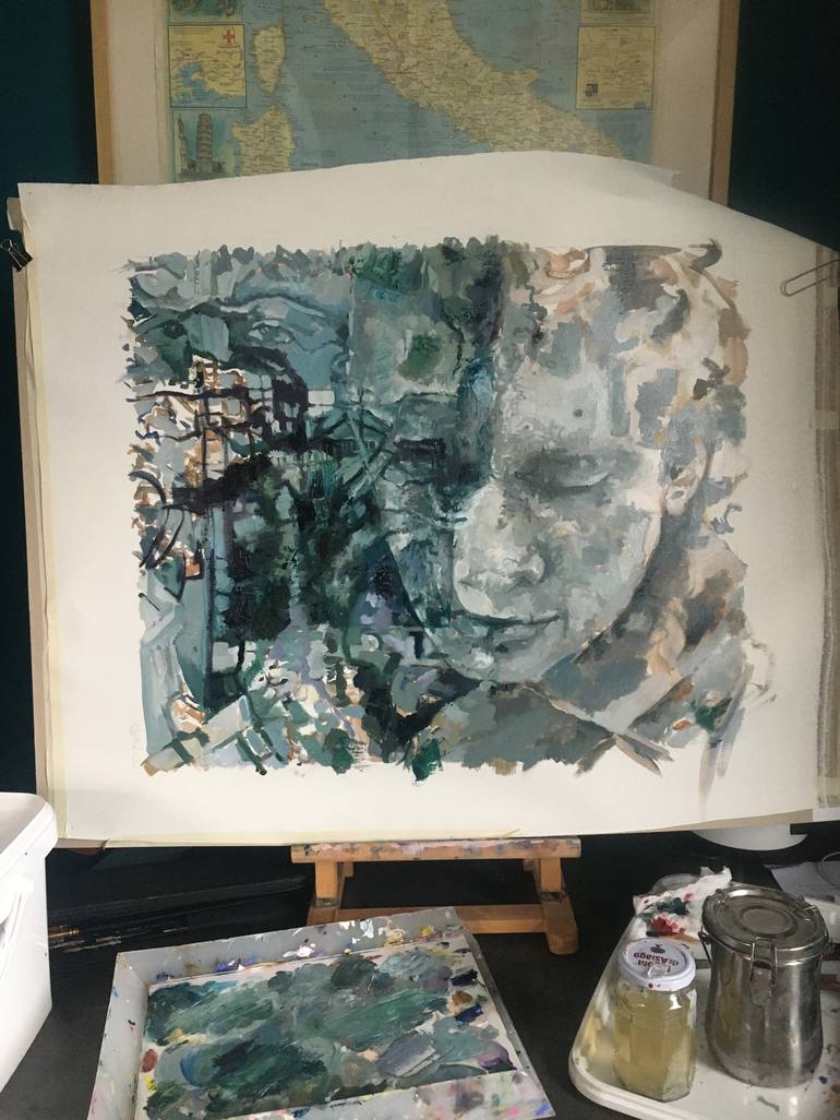 Original Abstract Expressionism Portrait Painting by Jessica Russo Scherr