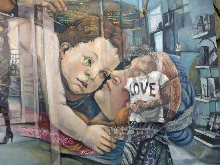 Original Cubism Love Painting by Jessica Russo Scherr