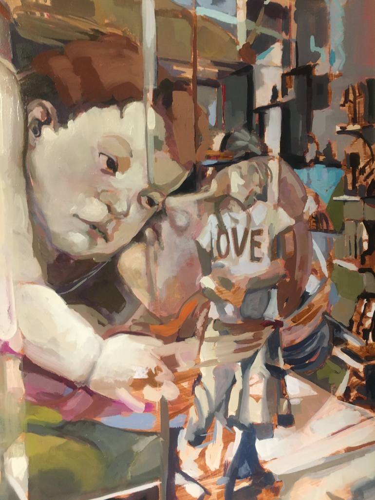 Original Cubism Love Painting by Jessica Russo Scherr
